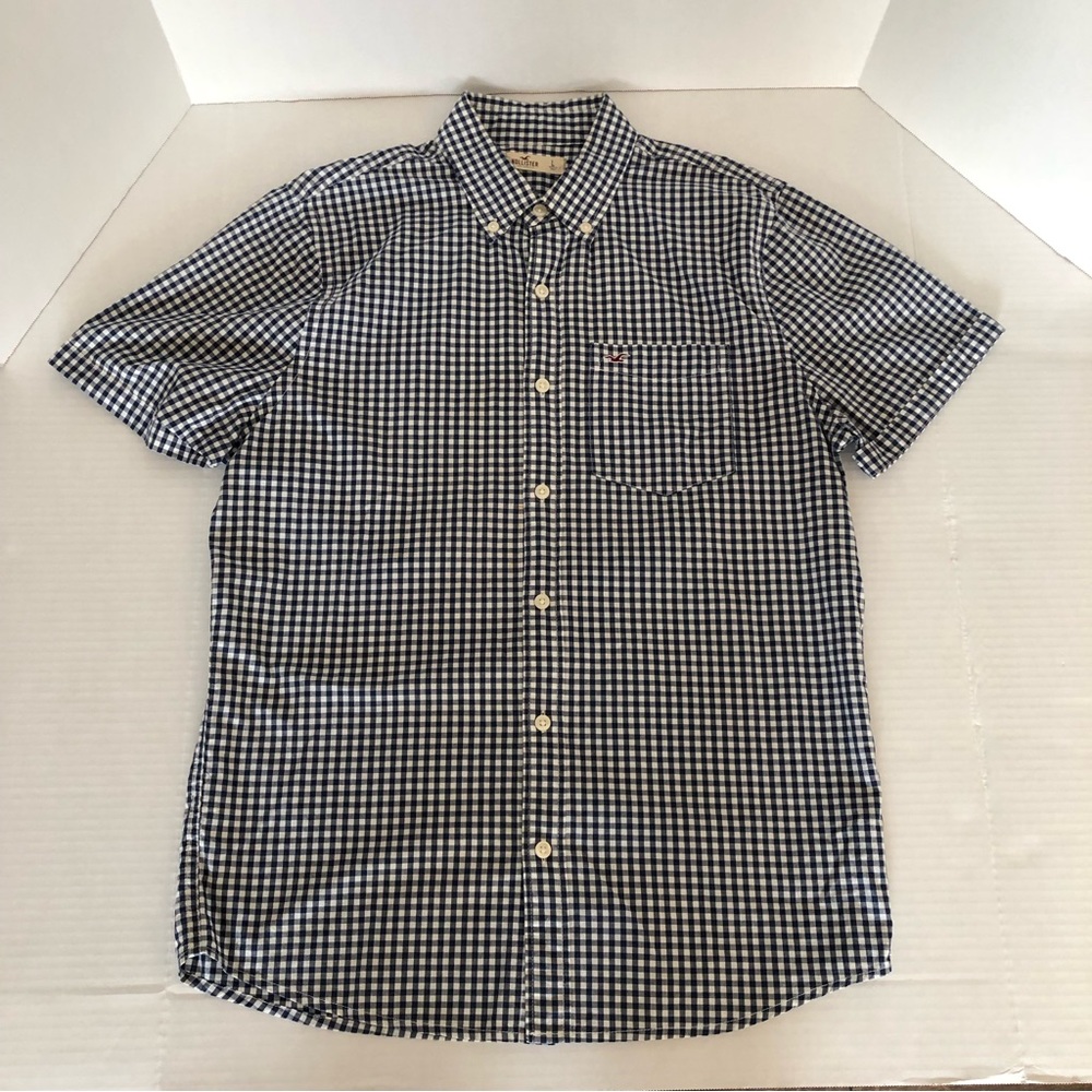 Hollister Short Sleeve Men's Large Blue Plaid Button Down